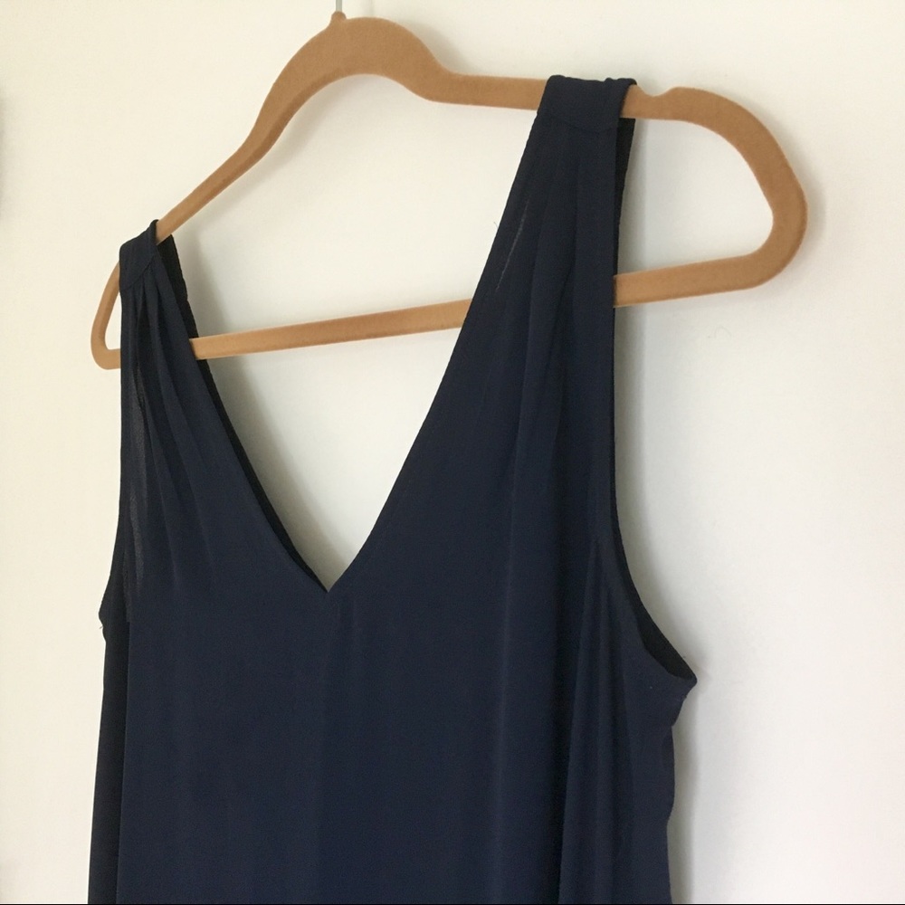 J. Crew Crepe V-Neck Navy Maxi Dress XS